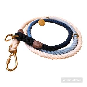 Found My ANIMAL NAVY COTTON ROPE DOG LEASH ITALIAN BRONZE BOLT SNAPS ADJUSTABLE
